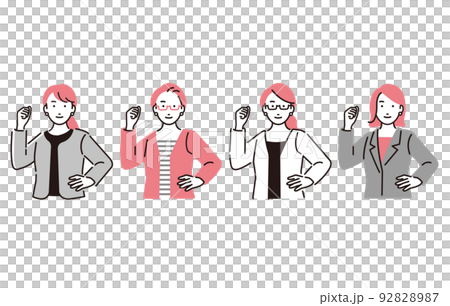 人物 ガッツポーズをするビジネスパーソン女性セット 92828987