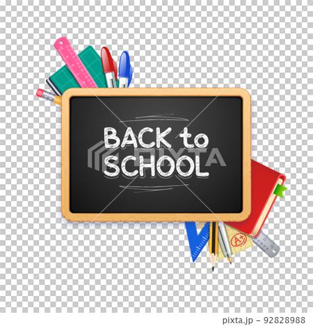 Back to School Chalkboard on Blue Background 92828988