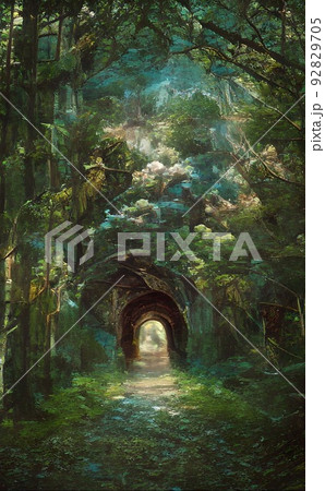 森の中のトンネルのイラスト素材 [92829705] - PIXTA