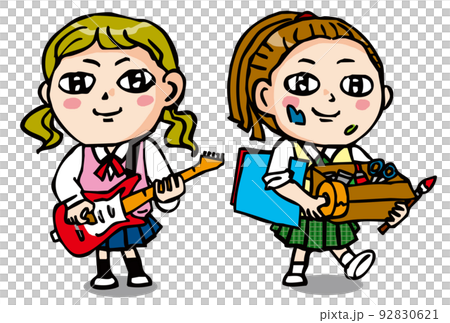 Two cute girls excited at the school festival Two cute girls excited at the school festival 92830621