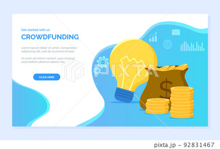 Crowdfunding Money in Bag Cash and Light Bulb 92831467