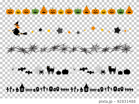 萬聖節可愛邊框集/矢量/插圖/材料 萬聖節可愛邊框集/矢量/插圖/材料 92831488