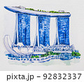 landscape in Singapore in watercolor illustration. 92832337