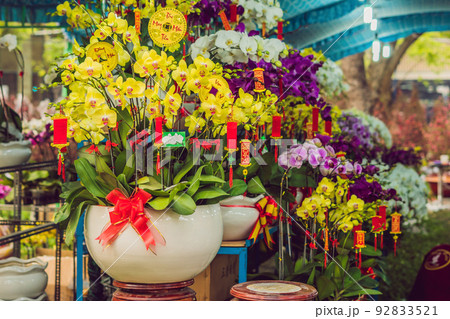 Lunar new year lucky decoration objects. words mean best wishes and good luck for the coming vietnamese new year Lunar new year lucky decoration objects. words mean best wishes and good luck for the coming vietnamese new year 92833521