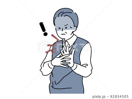 急な胸の痛みに悩まされるシニア 92834505