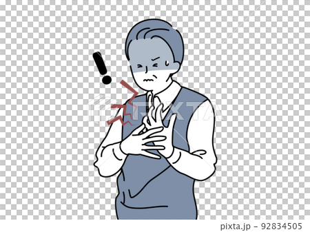 Senior suffering from sudden chest pain Senior suffering from sudden chest pain 92834505