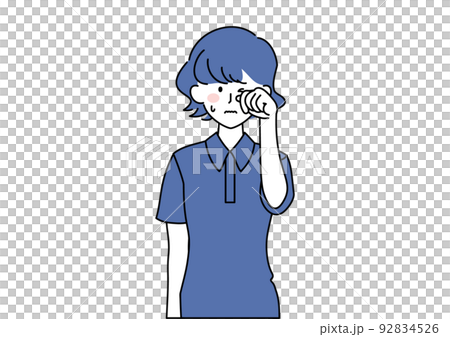 目をこする女性 92834526
