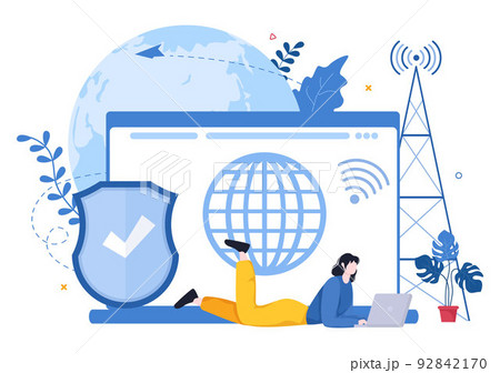 ISP or Internet Service Provider Cartoon Illustration with Keywords and Icons for Intranet Access, Secure Network Connection and Privacy Protection ISP or Internet Service Provider Cartoon Illustration with Keywords and Icons for Intranet Access, Secure Network Connection and Privacy Protection 92842170