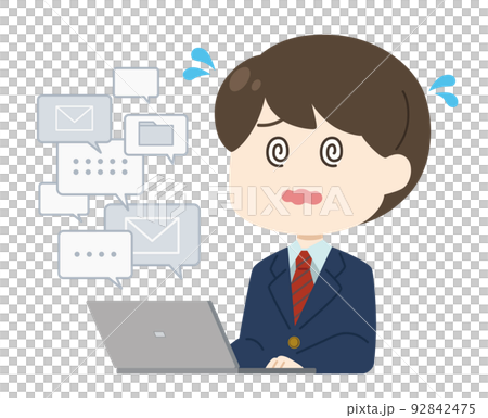 Male student impatient with overwork 92842475