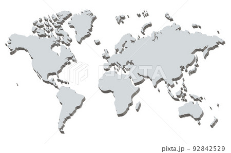 3Dの世界地図、モノクロ、太西洋 3Dの世界地図、モノクロ、太西洋 92842529