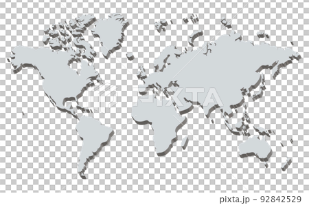 3Dの世界地図、モノクロ、太西洋 3Dの世界地図、モノクロ、太西洋 92842529