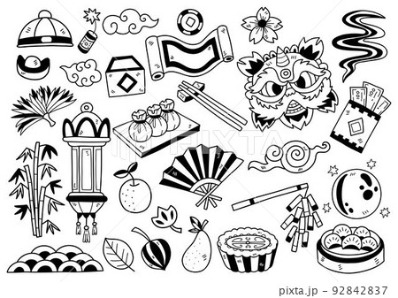 Hand drawn style China doodle objects vector illustration for banner 92842837