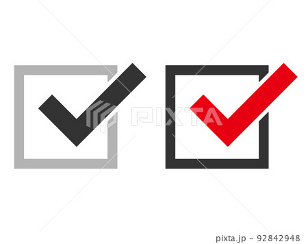 レ点チェックマークのアイコンイラストセット レ点チェックマークのアイコンイラストセット 92842948