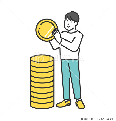 コイン・ポイント・お金を積み立てるイメージイラスト素材 92843034