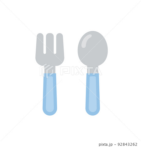 子供用の青いフォークとスプーン 92843262