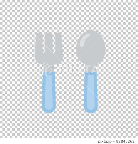 子供用の青いフォークとスプーン 92843262