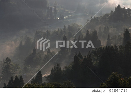 日本画風の里山景色(星峠 新潟県 十日町市) 日本画風の里山景色(星峠 新潟県 十日町市) 92844715