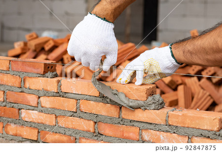 bricks on construction site 92847875