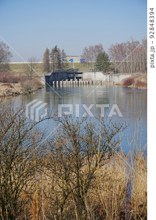 Reservoir and lake in european Goczalkowice town at Silesian in Poland - vertical 92848394