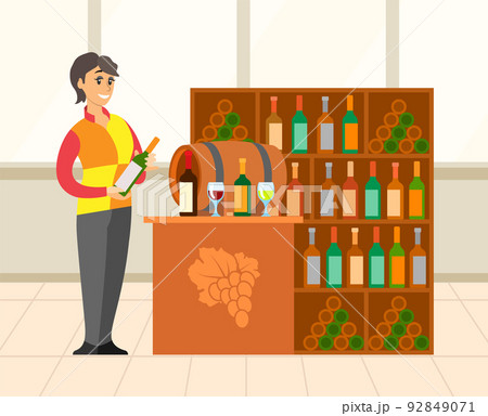 Wine Shop with Huge Collection of Bottles Vector Wine Shop with Huge Collection of Bottles Vector 92849071