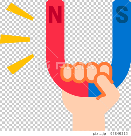 大きなU型磁石を持つ手 大きなU型磁石を持つ手 92849313