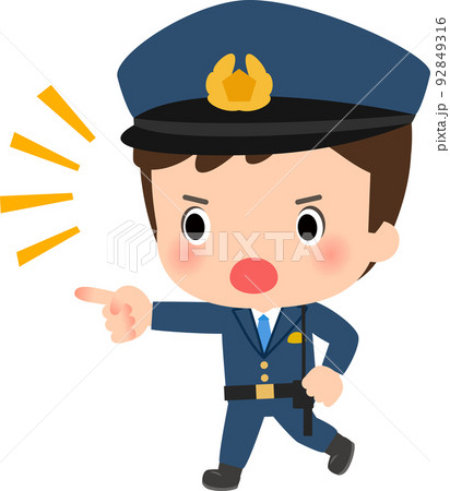 指さして走る警察官の男性 92849316