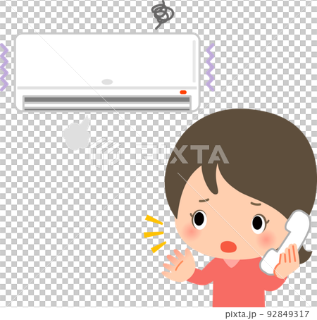 A woman inquiring about an air conditioner failure by phone 92849317