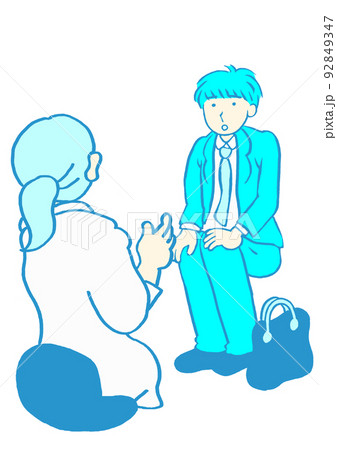 精神科診察　大人の発達障害　驚く男性会社員　シンプル 92849347