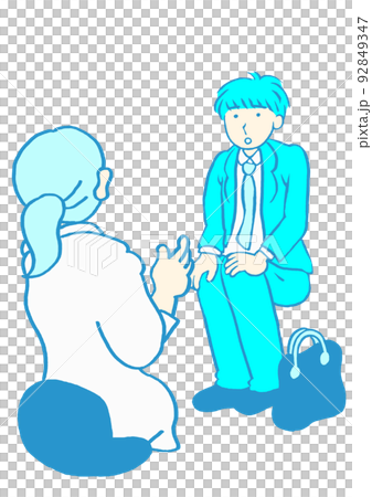 精神科診察　大人の発達障害　驚く男性会社員　シンプル 92849347