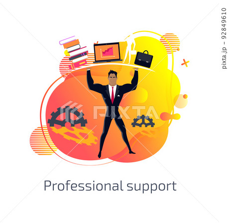 Professional Support Businessman with Cogwheels 92849610