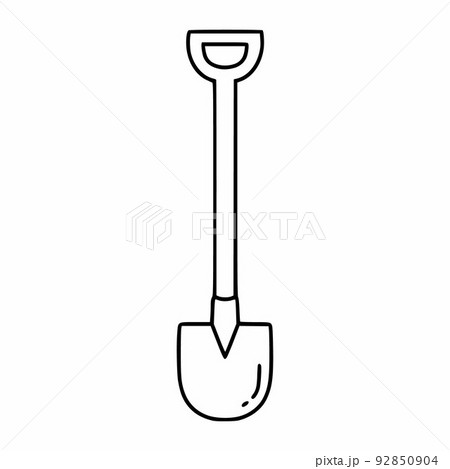 Doodle style drawing of  shovel. Tool for gardening. 92850904