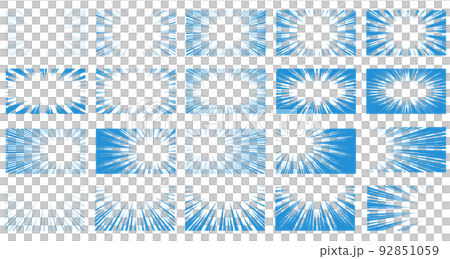 青色の漫画風の集中線の素材セット 92851059