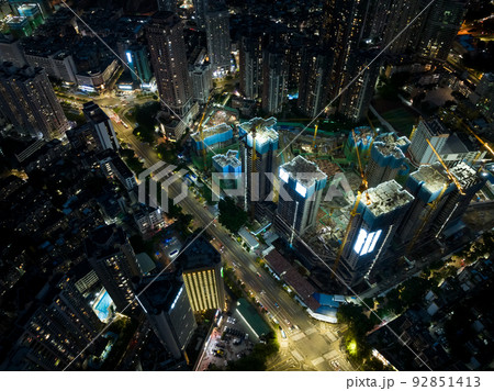 Aerial view of landscape at night in Shenzhen city,China Aerial view of landscape at night in Shenzhen city,China 92851413