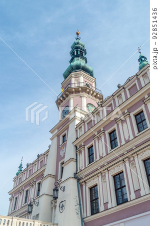 Tower of Town Hall at Great Market Square (Rynek Wielki) in Zamosc. 92851436