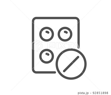 Medical tablet line icon. Medicine drugs sign. Pharmacy medication symbol. Quality design element. Linear style medical tablet icon. Editable stroke. Vector 92851898