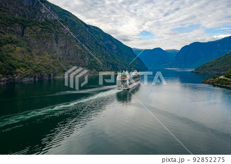Cruise Ship, Cruise Liners On Sognefjord or Sognefjorden, Flam Norway Cruise Ship, Cruise Liners On Sognefjord or Sognefjorden, Flam Norway 92852275