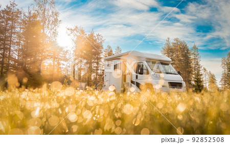 Family vacation travel RV, holiday trip in motorhome 92852508