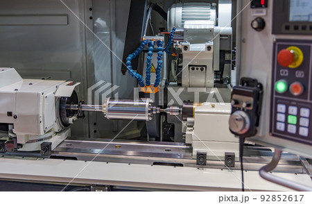 Metalworking CNC milling machine. Cutting metal modern processing technology. 92852617