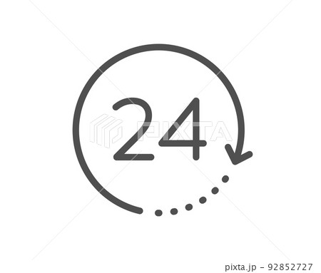 24 hours time line icon. Clock sign. Watch symbol. Quality design element. Linear style 24 hours icon. Editable stroke. Vector 92852727