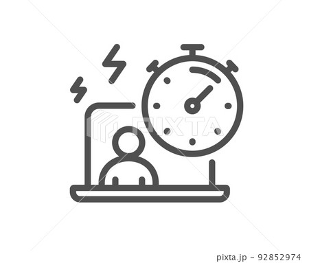 Work timer line icon. Task stopwatch time sign. Online countdown clock symbol. Quality design element. Linear style timer icon. Editable stroke. Vector Work timer line icon. Task stopwatch time sign. Online countdown clock symbol. Quality design element. Linear style timer icon. Editable stroke. Vector 92852974