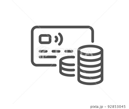 Credit card line icon. Bank money payment sign. Non-cash coin pay symbol. Quality design element. Linear style card icon. Editable stroke. Vector 92853045