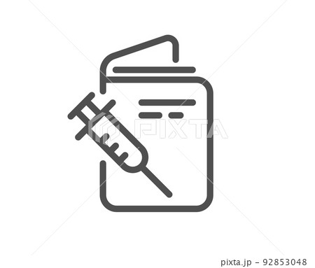 Vaccination passport line icon. Vaccine syringe sign. Jabbed symbol. Quality design element. Linear style vaccination passport icon. Editable stroke. Vector Vaccination passport line icon. Vaccine syringe sign. Jabbed symbol. Quality design element. Linear style vaccination passport icon. Editable stroke. Vector 92853048