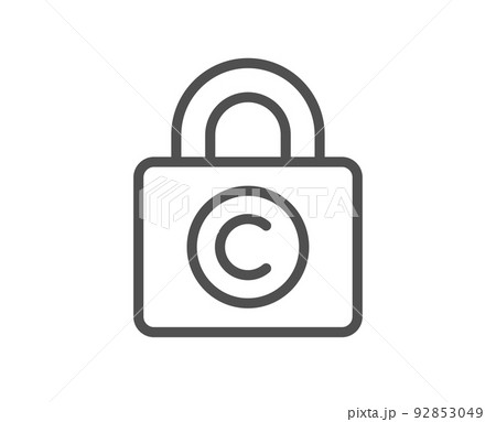 Copyright locker line icon. Copywriting sign. Private Information symbol. Quality design element. Linear style copyright locker icon. Editable stroke. Vector 92853049