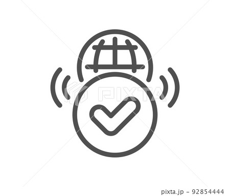 Verified internet line icon. Approved web access sign. Confirmed connection symbol. Quality design element. Linear style verified internet icon. Editable stroke. Vector 92854444