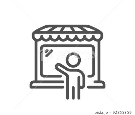 Market seller line icon. Wholesale store buyer sign. Retail marketplace symbol. Quality design element. Linear style market seller icon. Editable stroke. Vector 92855359