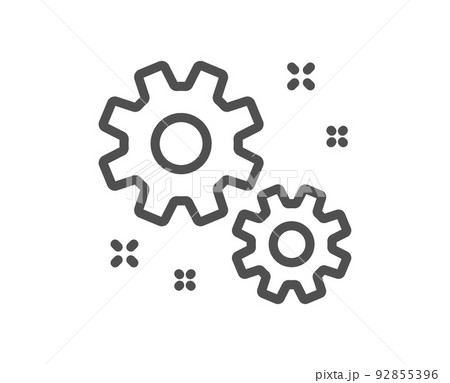 Work line icon. Business management sign. Cogwheel or gear symbol. Quality design element. Linear style work icon. Editable stroke. Vector Work line icon. Business management sign. Cogwheel or gear symbol. Quality design element. Linear style work icon. Editable stroke. Vector 92855396