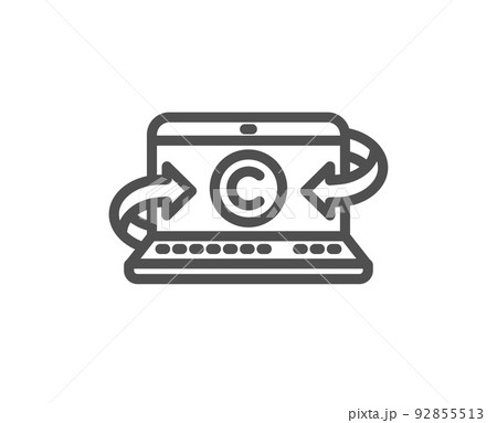 Copywriting notebook line icon. Ð¡opyright sign. Media content symbol. Quality design element. Linear style copywriting notebook icon. Editable stroke. Vector 92855513