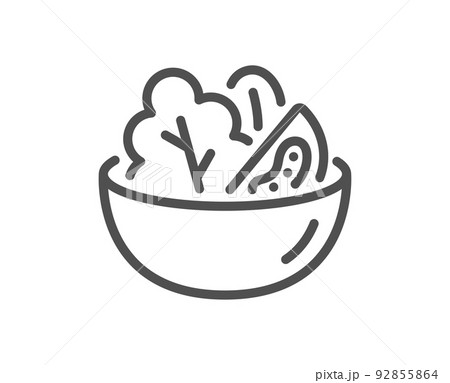 Salad line icon. Vegetable food sign. Healthy meal symbol. Quality design element. Linear style salad icon. Editable stroke. Vector Salad line icon. Vegetable food sign. Healthy meal symbol. Quality design element. Linear style salad icon. Editable stroke. Vector 92855864