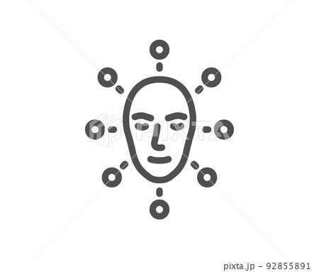 Face biometrics line icon. Facial recognition sign. Head scanning symbol. Quality design element. Linear style face biometrics icon. Editable stroke. Vector Face biometrics line icon. Facial recognition sign. Head scanning symbol. Quality design element. Linear style face biometrics icon. Editable stroke. Vector 92855891