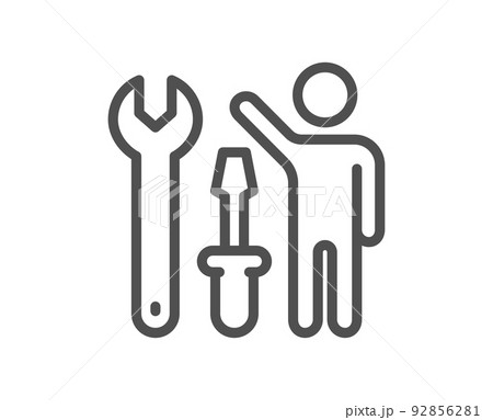 Spanner tool line icon. Repairman service sign. Fix instruments symbol. Quality design element. Linear style repairman icon. Editable stroke. Vector Spanner tool line icon. Repairman service sign. Fix instruments symbol. Quality design element. Linear style repairman icon. Editable stroke. Vector 92856281